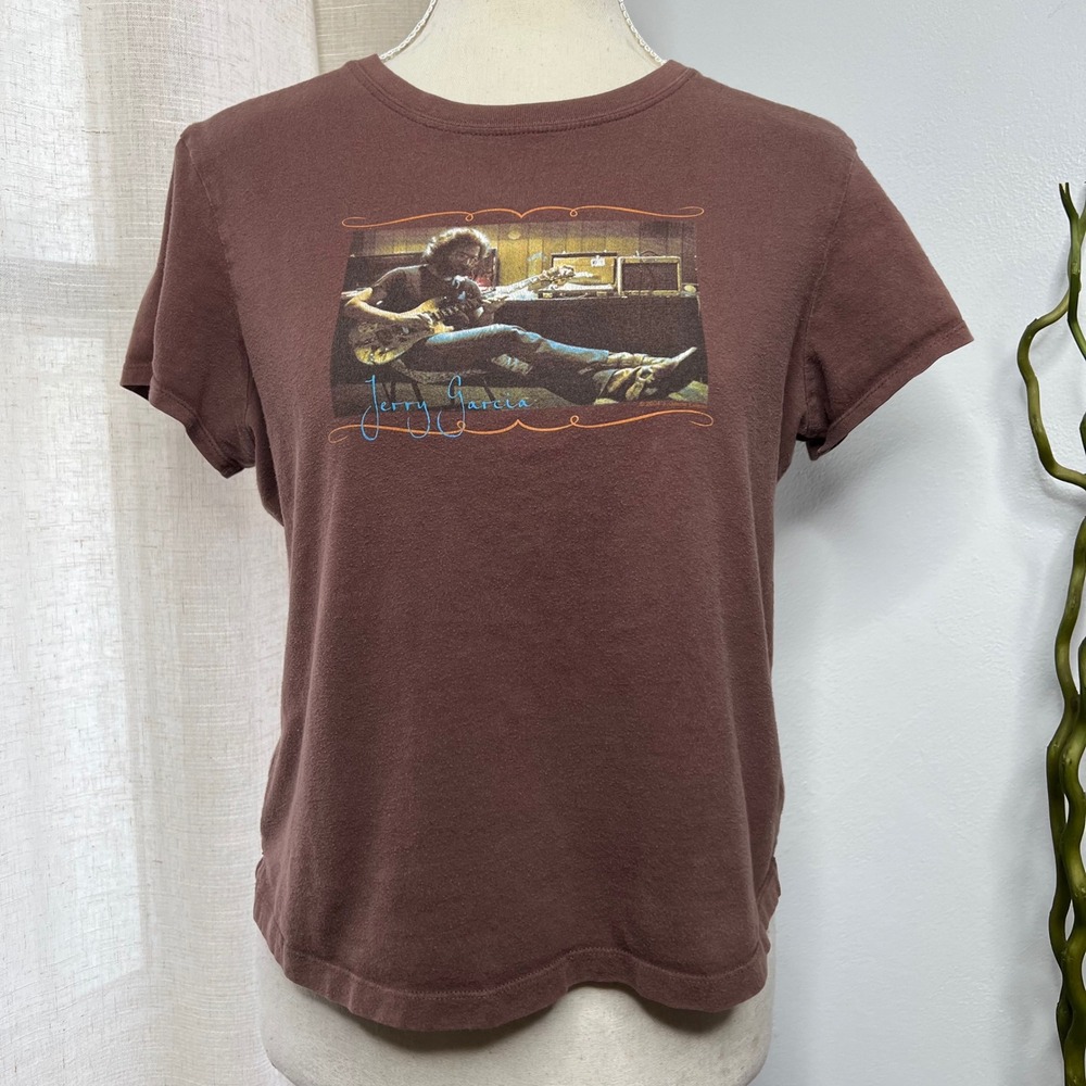 Y2K Vintage Liquid Blue‎ Jerry Garcia Baby Tee Brown Short Sleeve Women's Large